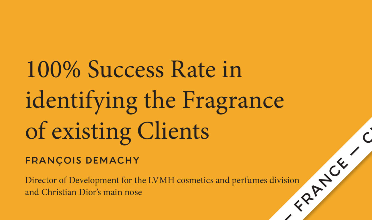 scritte su sfondo giallo 100% success rate in identifying the Fragrance of existing clients