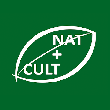 applicazione realizzata da ett per la RIVIERA NATURAL HERITAGE, sfondo verde con disegnati i contorni di una foglia in bianco e dentro la scritta NAT + CULT