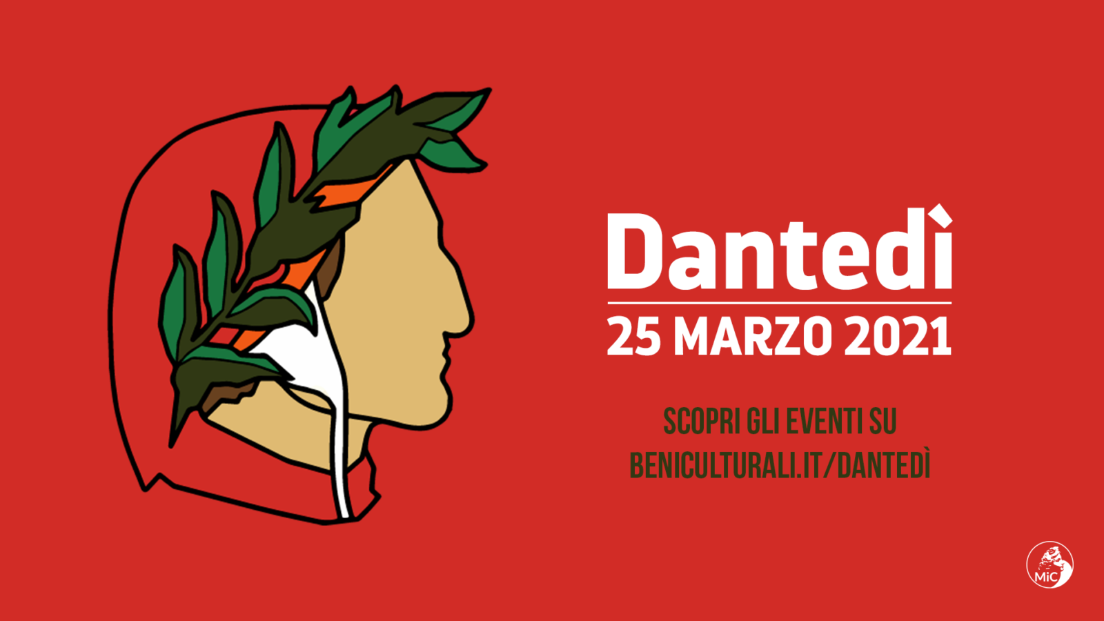 Locandina con volto di Dante per il Dantedì
