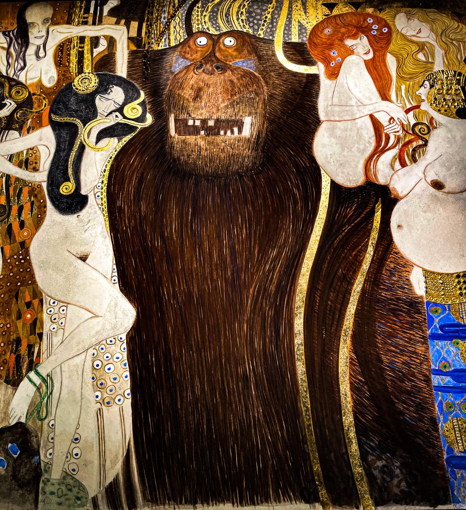 foto del quadro Fregio di Beethoven, di Gustav Klimt, esposto alla mostra Klimt.La Secessione e l’Italia a roma, per la quale ett ha realizzato delle audioguide