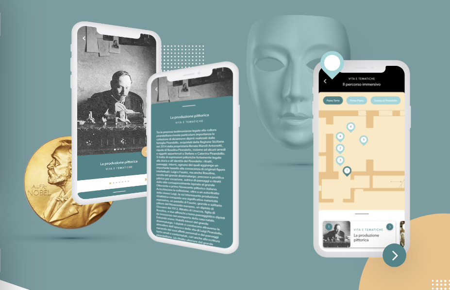 mockup dell'app della casa museo luigi pirandello con percorso realizzato da ETT