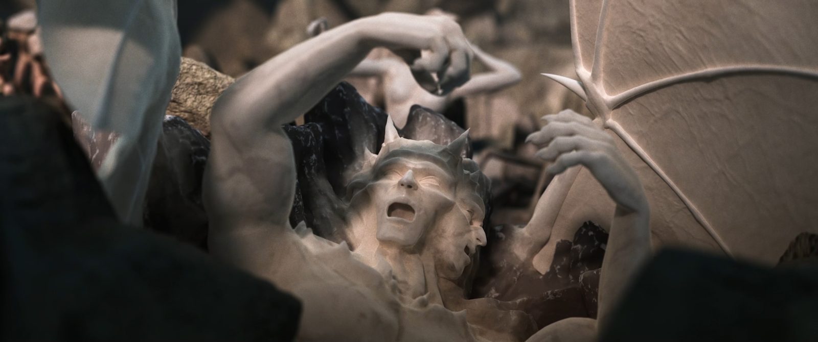 un angelo caduto, frame parte de Il Purgatorio, produzione de La Divina Commedia VR realizzata da ETT