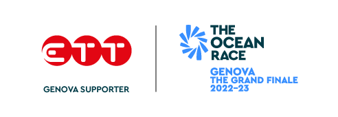 Il logo ETT insieme al logo della tappa finale dell'Ocean Race, che si terrà a Genova e, in occasione della quale, ETT ha organizzato alcuni eventi a tema mare e sostenibilità