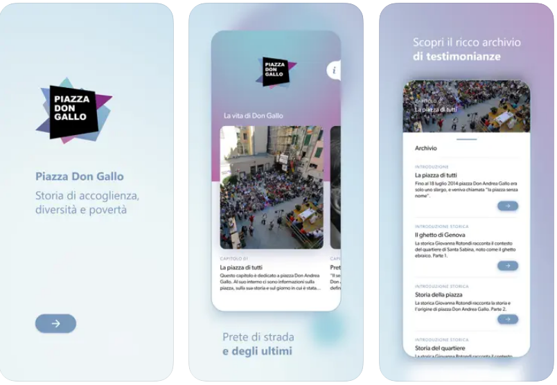 screen dell'app Piazza Don Gallo sviluppata da ett