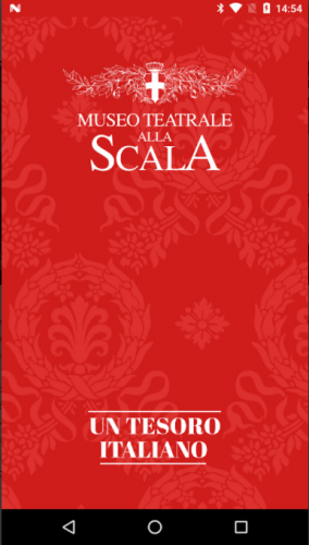 Screen della schermata 'un tesoro italiano' dell'applicazione del Museo teatrale alla Scala, realizzata da ett