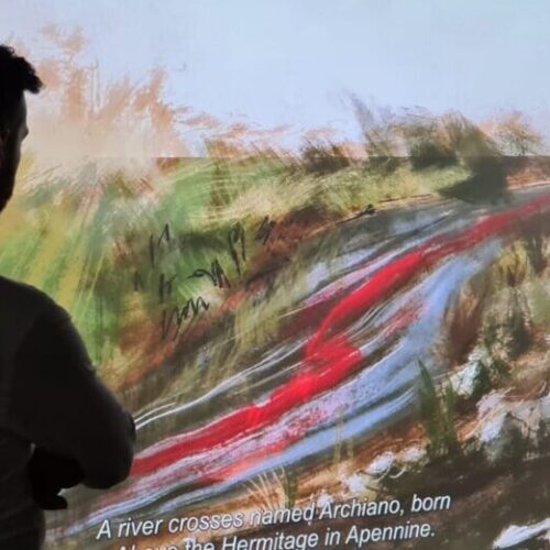 proiezione della battaglia di campaldino al Museo Casa di Dante