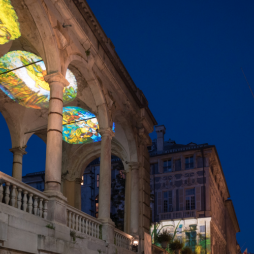 Genua Picta - proiezioni immersive sui palazzi dei rolli di via gariladi a genova in occasione del centenario dalla nascita di emanuele luzzati
