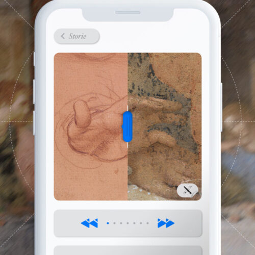 mockup dell'applicazione del Cenacolo Vinciano, realizzata da ett, schermata Scorri e scopri dell'app