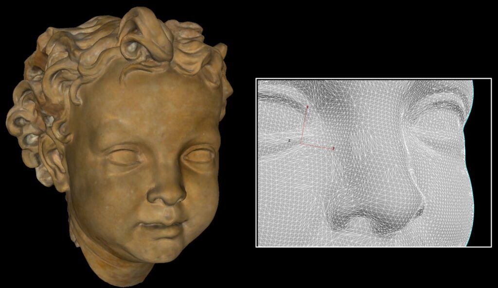 Su concessione del Ministero della Cultura – Gallerie Estensi digitalizzazione della testa di una statua delle gallerie stensi