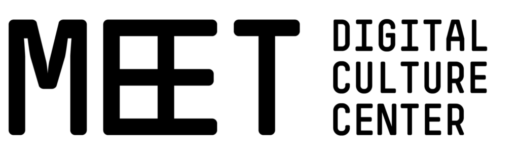 Logo di MEET digital culture center presso cui è stata mostrata La Divina Commedia VR: l'Inferno, un viaggio immersivo, cortometraggio realizzato da ETT sotto la direzione di Federico Basso e con la voce narrante di Francesco Pannofino