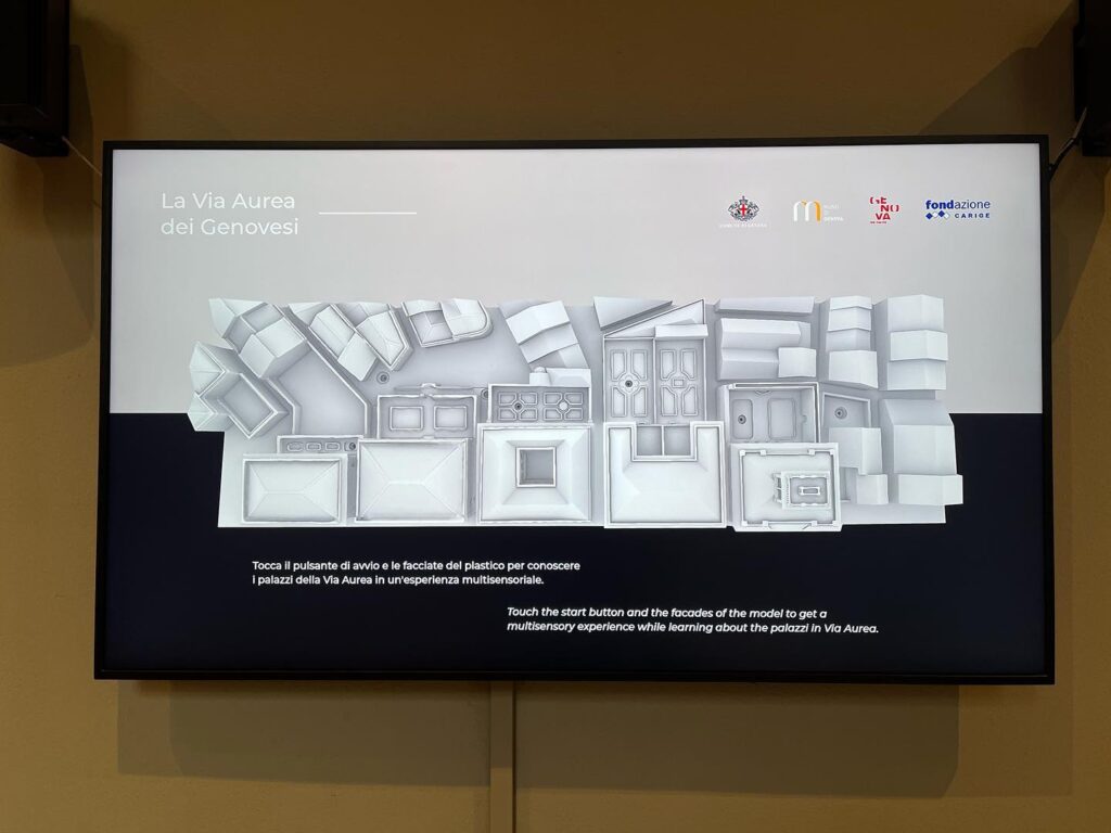 Pagine iniziale del percorso multimediale relativo alla Via Aurea a palazzo rosso dove ETT ha realizzato un percorso multisensoriale
