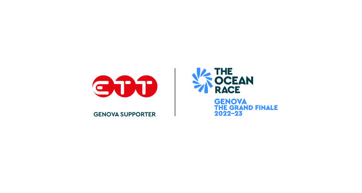 Il logo ETT come supporter di Genova insieme al logo dell'Ocean Race, in occasione della cui tappa finale a Genova, ETT organizzerà eventi a tema mare e sostenibilità