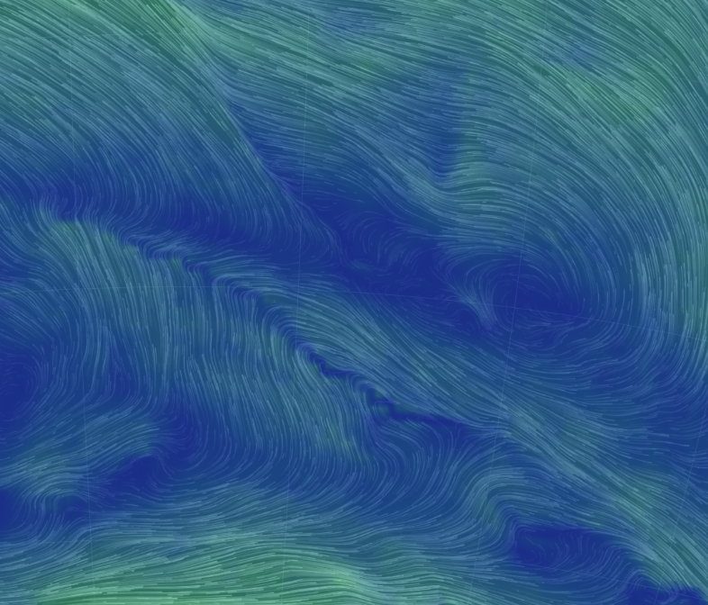sfondo con disegni di linee morbide sui toni del blu e del verde