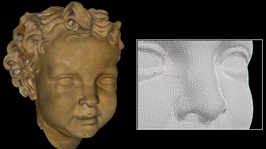 Su concessione del Ministero della Cultura – Gallerie Estensi digitalizzazione della testa di una statua delle gallerie stensi