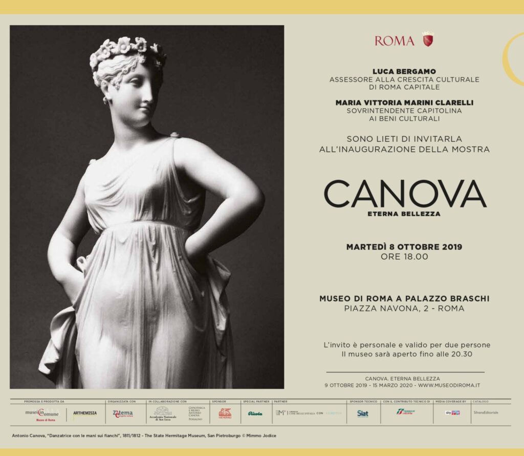 locandina evento canova eterna bellezza al museo di roma a palazzo braschi