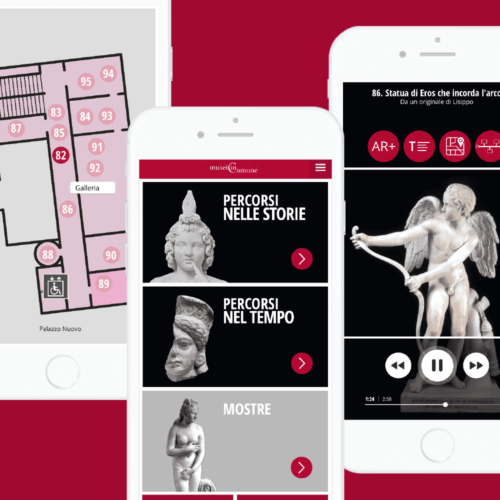 schermate dell'app musei in comune di roma sviluppata da ett