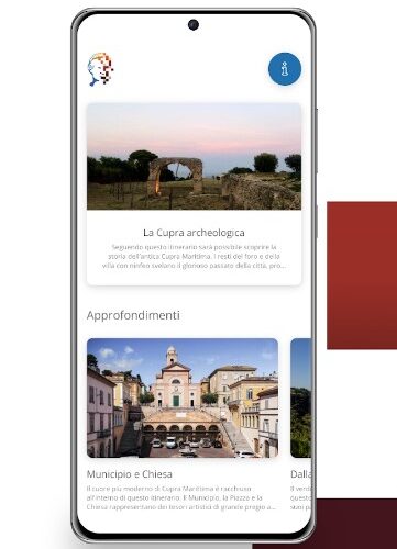 mockup applicazione deacupra per i percorsi turistici